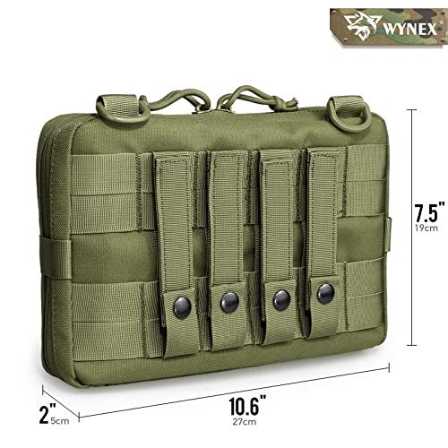 WYNEX Tactical Admin Molle Pouch, Medical EDC EMT Utility Bag Shell Design Attachment Pouches 1000D Nylon Hiking Belt Bags - color: Green (Upgraded)