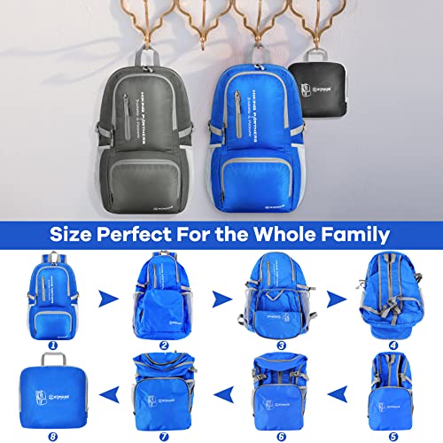 ZOMAKE Lightweight Packable Backpack, 35L Foldable Daypack (Dark Blue) | Light Hiking Backpacks Water Resistant Collapsible Day Pack for Travel, Everyday Carry, Multi-Pocket Layout, Heavy Duty Nylon - color: Dark Blue, size: 35L