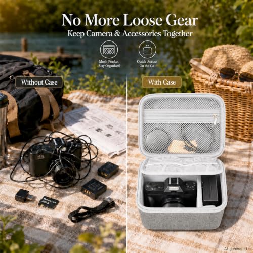 Comecase Large Travel 4K Vlogging Camera Case for Duluvulu/for AUREAPI | Outdoor Camera Storage with 2 Divider and Mesh Pocket, for Vloggers and Content Creators, Trip Ready, Grey - Case Only - color: Grey, size: L