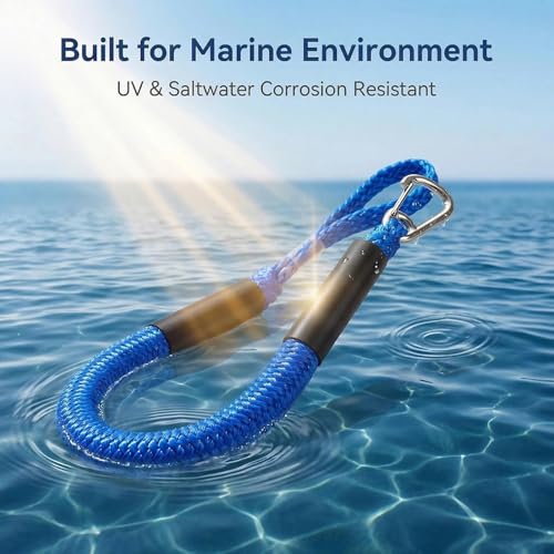 Boat Bungee Dock Lines, 2 Feet PWC & Jet Ski Dock Line, Heavy-Duty Mooring Ropes for Docking, Pack of 2