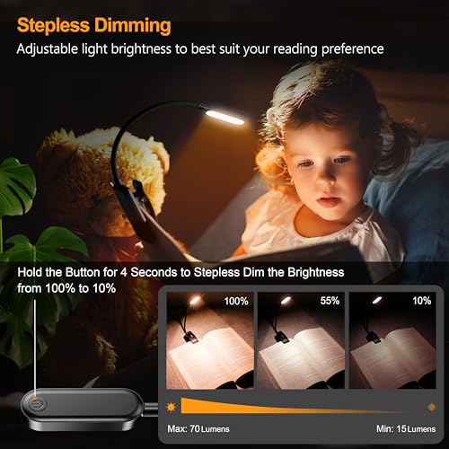 Gritin 16 LED Rechargeable Book Light for Reading in Bed - color: ‎Black