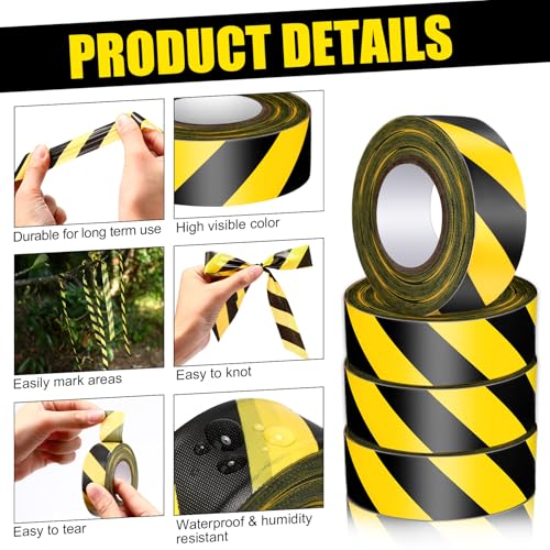 12 Pack Flagging Tape Black Yellow Stripes Neon Tape Set 1 in x 1800 ft - color: Black Yellow