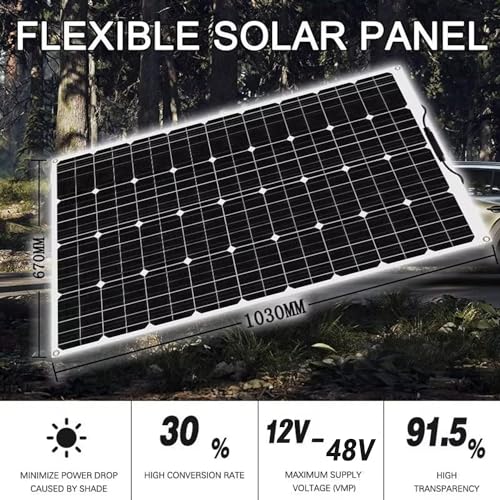 1000 Watt Solar Panel Kit, with Inverter & Charge Controller(40A) 2pcs 500 Watt Flexible Monocrystalline Solar Panel kit Photovoltaic Module for 12-48V Battery Charging Car Battery Camper RV - color: Snow-white