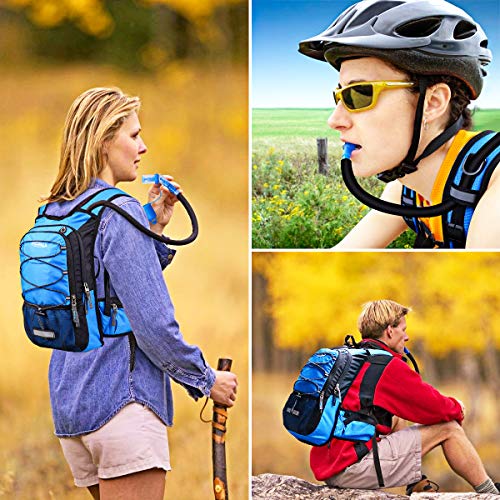 Hydration Backpack with 3L Water Bladder, Small Hydration Pack Backpack for Men Women, Lightweight Water Backpack with Cooler Layer for Running, Biking, Hiking - color: Dark Emerald