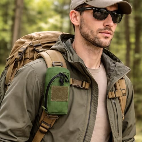 Tactical Shoulder Strap Bag Molle Pouches Compact Outdoor Organizer for Tools, Essentials, and EDC Gear, 6.5x5x4.5 Inches - color: Dark Green