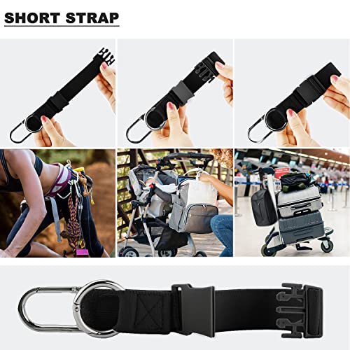 Elastic Jacket Gripper Travel Strap with D-Ring Hooks and Buckle, Suitcase Straps Belts Travel Accessories, Makes Your Hands Free - color: Black