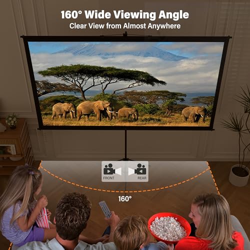 Projector Screen with Tripod Stand, Easy Setup Indoor Movie Screen, Lightweight Foldable Projection Screen for Camping, Home Theater, 100in, 16:9 4K - size: 100inch