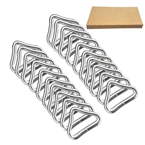 20PCS Trampoline Triangle Buckle Stainless Steel Triangle Ring Buckle V- Rings for Trampoline Replacement Parts Bag Trampoline Mat Craft