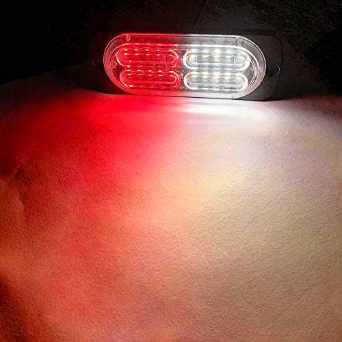 12-24V 20-LED Super Bright Emergency Strobe Warning Caution Hazard Construction Waterproof Flashing Strobe LED Light Bar Surface Mount for Car Truck SUV Van (Red White) - color: Red&White