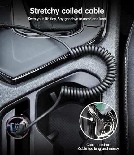 USB C to C Charger Cable [2-Pack 3FT], Coiled USB-C Cable for Car, Type C | Fast Charging USBC to USBC Cable for iPhone 17/16/15/15 Pro/15 Plus/15 Pro Max/Samsung Galaxy S23 More USB C Devices - color: Silver, size: 3FT, style: USB C to USB C