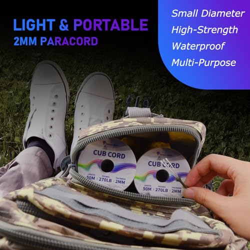 Paracordland-270LB Parachute Cord -164FT-2mm Micro Paracord-Utility Cord Thin Braided Best for Military & Camping Survival Bracelet DIY Projects Fishing Lanyards-Eletric-Blue - style: Eletric-Blue