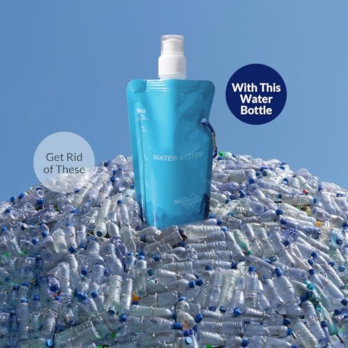 Membrane Solutions 1 Gallon Gravity Water Filter with 23oz Collapsible Squeezable Water Pouch 4 Set