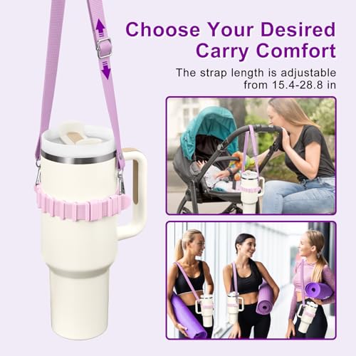 Water Bottle Holder with Strap for Stanley Cup Accessories,Adjustable Shoulder Strap Compatible with Stanley Tumbler,Owala,Hydroflask, YETI and More - color: Purple