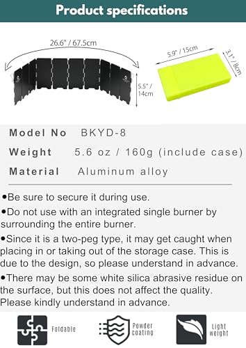 CAMPINGMOON Camping Stove Windshield 10 Plate Compact Aluminum BKYD-8