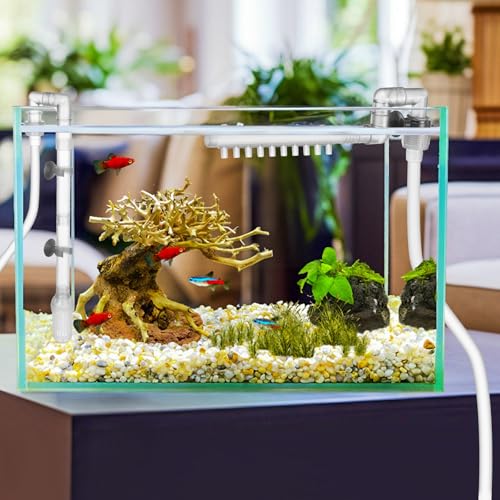 Angoily Aquarium Overflow Kit, Fish Tank Intake Pipe for 12mm ID Hose | Clear Inlet and Outlet Pipes with Strainer, Spray Bar, Flat Nozzle and Suction Cups for 603b Canister Filters, Grey