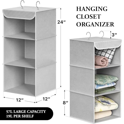 Simple Houseware 3 Shelf Hanging Closet Organizer, Gray - color: Grey