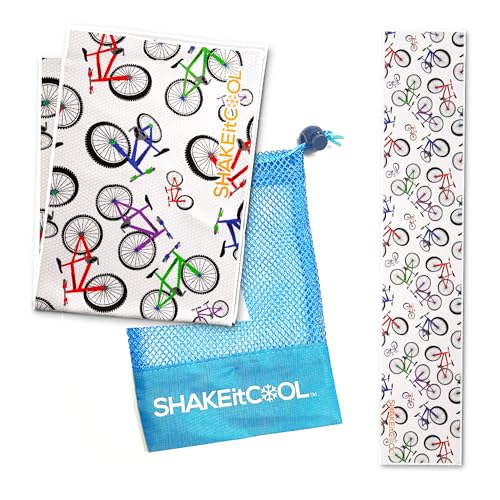 SHAKEitCOOL Original Cooling Towel – Be Cool in Style - Heat Relief, Soft, Lightweight, Sun Protection, Easy Clean - Perfect for Biking, Running, Yoga, Gym, Gardening - Kid Bike - color: Kid Bike