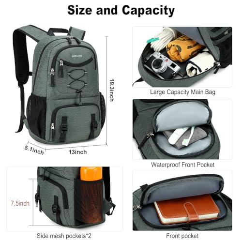 Nerlion Lightweight Foldable 35L Hiking Backpack Travel Backpack for Men Women Camping Waterproof Outdoor Hiking Daypack Backpack Dark Gray - color: Dark Gray