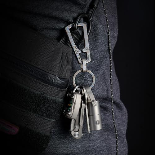 KeyUnity Titanium Carabiner Keychain Clip, Quick Release EDC Key Holder Organizer with Key Ring - color: Km04hf