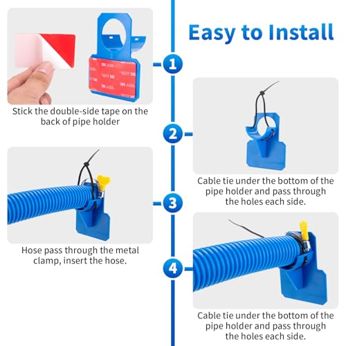 1.25 x 59 Inch Pool Hoses for Above Ground Pools,Pool Filter Pump Hoses,Compatible With Intex Filter Pump 607,637 With 12 Metal Clamps（3 Pack）