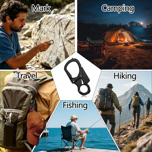 Ahiller Double Lock Carabiner Clip, Tungsten Steel Tip Keychain for Outdoor - color: Black-2P
