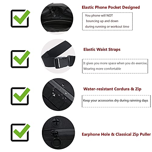 Muserise Running Chest Bag, Phone Holder, Lightweight Water Resistant | No-Bounce Fit for Active Movement,Multi-Compartment Organization,Durable Scratch-Proof Nylon,Front & Back Reflective Strips - color: NRP Black