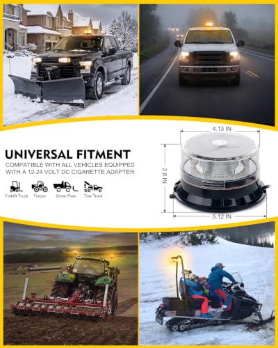 LUMENIX Amber White LED Rooftop Warning Beacon Strobe Light for Trucks - color: White Amber