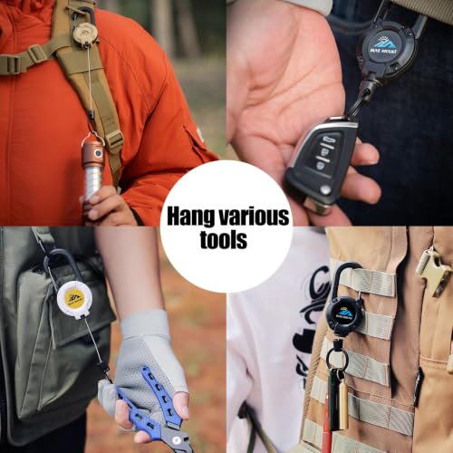 Yojaro Retractable Keychain Heavy Duty 2Pack, Multitool Carabiner Badge Holder, Retractable Keychain Clip Id Holder, Upgraded 58cm Stainless Steel Cord White - color: 2 Pack White