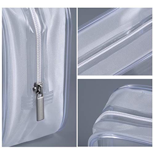 BEFORYOU 6 Pack Clear Toiletry Carry Pouch, White, Small TSA Approved | Zipper Portable Plastic Cosmetic Bag Waterproof, For Vacation Travel Bathroom and Organizing - size: Small bags only