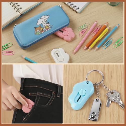 Box Cutter Retractable,Package Opener, Easy Slide Retractable Cute Box Cutter for for opening daily express boxes,packages and more (3 Pcs Cloud Mini Cutter)