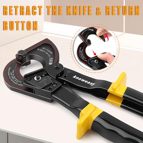 Ratchet Cable Cutter,Knoweasy Upgraded Cable Cutter and Ratchet Wire Cutter Works for Aluminum and Multi-core Cables up to 240mm - size: 325B