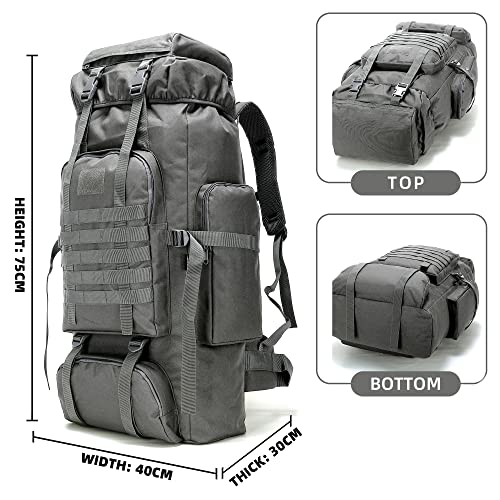 King'sGuard 70L Camping Hiking Backpack for Men Women Large Military Tactical Backpack Molle Rucksack Backpack for Outdoor - color: Gray