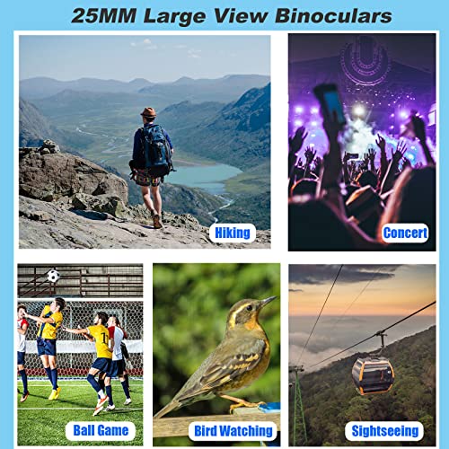 12x25 Mini Binoculars, Portable Compact Binoculars for Adults Kids | Compact Binoculars, Suitable for Bird Watching, Hunting, Travel, Sporting Events and Theater - size: 12X25
