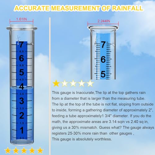 Rain Gauge Outdoor，7" Freeze Proof Rain gauges for Yard with Stake - size: 3-Section Rain gauge Black