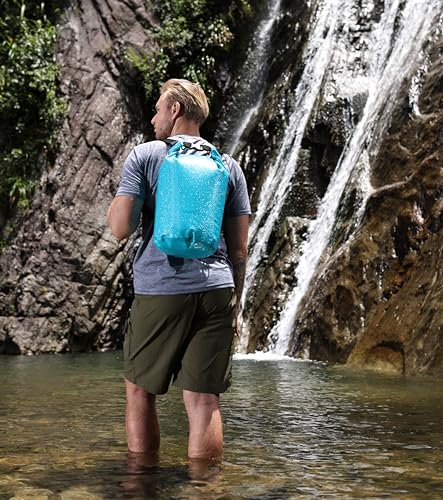 MARCHWAY Floating Waterproof Dry Bag Backpack 5L/10L/20L/30L/40L, Roll Top Sack Keeps Gear Dry for Kayaking, Rafting, Boating, Swimming, Camping, Hiking, Beach, Fishing - color: Shiny Blue, size: 5L