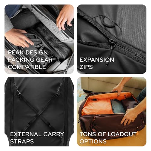 Peak Design Travel Duffelpack 45-65L, Ocean, Weatherproof Duffel Backpack, Expandable Design, Extra-Long Zip Path, Stowable Straps, Fits Packing Cubes and Camera Cubes, Versatile Duffel Bag for Travel - color: Ocean