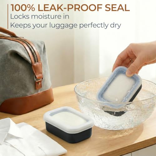 AIMAIAIMAI Enhanced Leak Proof Travel Soap Case, Compact Silicone Travel Soap Dish with Drainage Pad, Great for Gym, Camping, Bussines Trip (Black) - color: Black