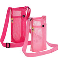 Tainehs Water Bottle Holder Carrier with Adjustable Shoulder Strap - Beach & Sports Bottle Bag for Hiking, Gym, Camping, Walking, Travel - color: Pink/Rose Pink