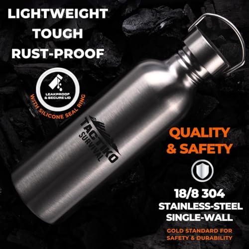Tactiko Stainless Steel Wide Mouth Water Bottle | Single Wall Boil-Safe - color: Pink, size: 34 oz/1000 ml