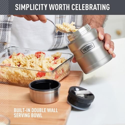 THERMOS Stainless King Food Jar with Bowl, 24oz, Matte Green - color: Matte Green, size: 24 Ounces