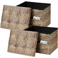AmasSmile Ottoman with Storage,Folding Chest,17" Velvet,Leopard 2 Pack - color: Leopard Print 2 Pack, size: 17"*13"*13"inch