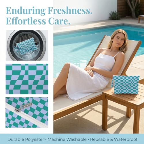 Fokongna 2 Pack Heavy-Duty Reusable Wet Bag, Waterproof Tear Resistant Storage Pouch for Pool Swimsuits Gym Laundry Beach Daily Essentials - color: Wavy Checkered Set 03