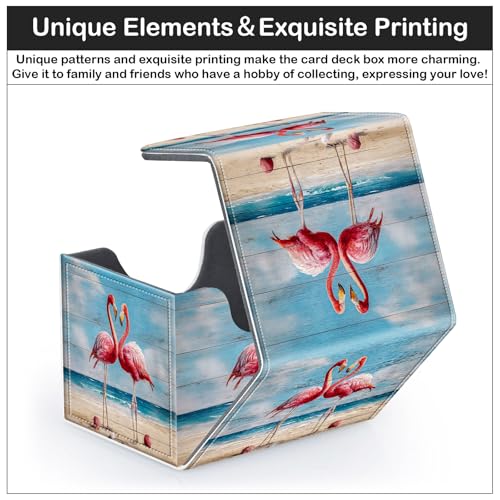 Premium Commander Deck Box,Magnetic Trading Card Storage Case for MTG TCG - Fits 100+ Single-Sleeved Cards,Cute Flamingo Art Painting - color: Cute Flamingo Art Painting