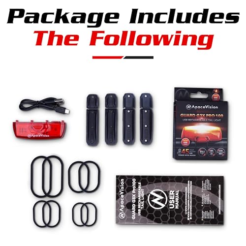 Bike Tail Light USB Rechargeable by Apace - Super Bright 100 Lumens LED Bicycle Rear Light Easily Clips on as a Red Taillight for Optimum Cycling Safety