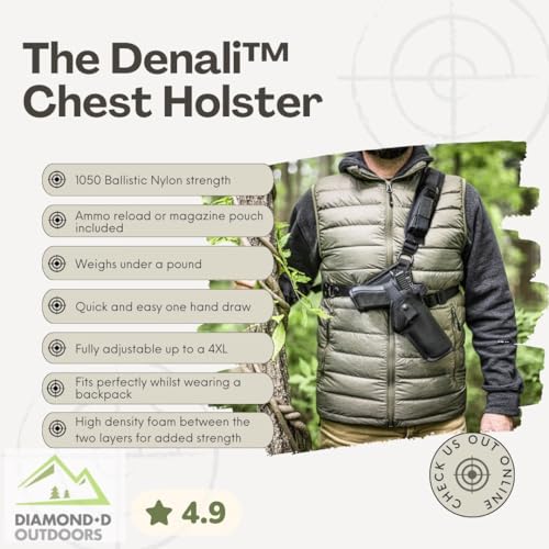 Diamond D Outdoors - Denali Chest Holster for SEMI-AUTO Pistols - up to 5”