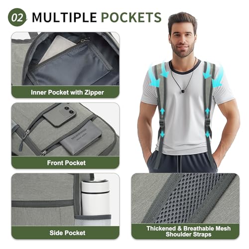 Lightweight Foldable Daypack Travel Backpack 20L, Gray | Foldable Hiking Packable Backpack for Men Women for Cycling Camping Outdoor - color: Gray