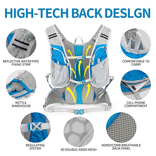 IX INOXTO Hydration Pack Backpack, Lightweight Water Backpack with 2L Hydration Bladder Daypack for Men Women,Running Hydration Vest for Trail Running Hiking Cycling Race Climbing - color: Blue