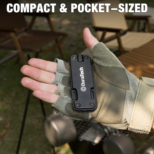 DURATECH 16-In-1 Multitool Knife, Compact EDC Multi Tool | Gift for Men, Blade, Magnetic Bit Holder, 6 S2 Screwdriver Bits, Bottle Opener, Rope Cutter, For Camping, Hiking, Survival