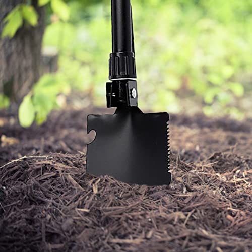 Military Small Folding Camping Shovel, Mini Compact Pickaxe with Carrying Pouch for Gardening, Off Road, Hunting, Car Emergency, Remove Ice (Black) - color: Black