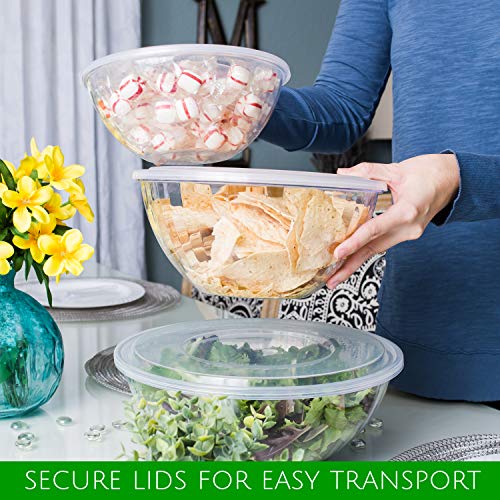 PLASTICPRO Disposable Round Crystal Clear Serving Bowls With Lids 2 Sets - size: 96 OUNCE